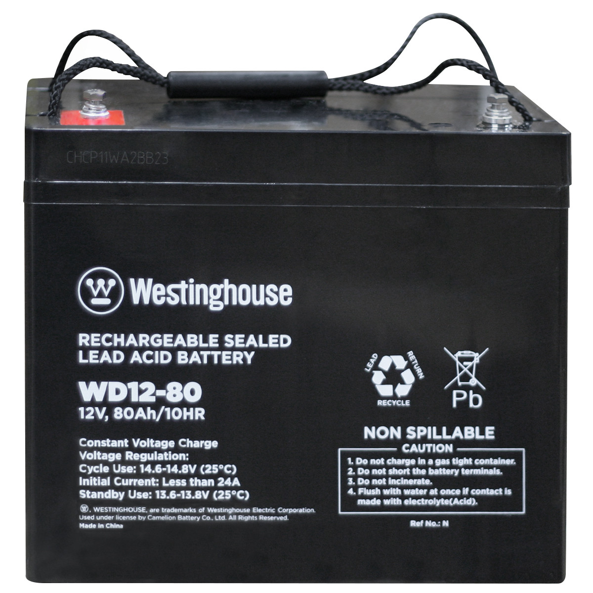 Свинцево-кислотна акумуляторна батарея Westinghouse Deep Cycle, 12V, 80Ah, terminal T14, 1шт 260*168*211