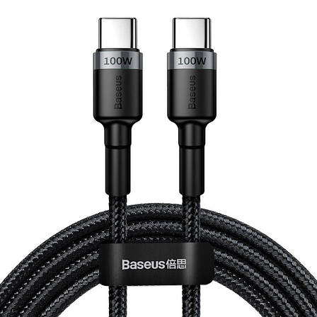 Кабель для зарядки телефона/ смартфона Baseus Type-C-Type-C 100 Вт 2 м Чорний/ Сірий (CATKLF-ALG1), фото 1