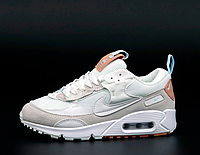 Кросівки жіночі Nike Air Max 90 Futura бежеві з білим, Найк Аір Макс 90 замша, текстиль. код KD-14219