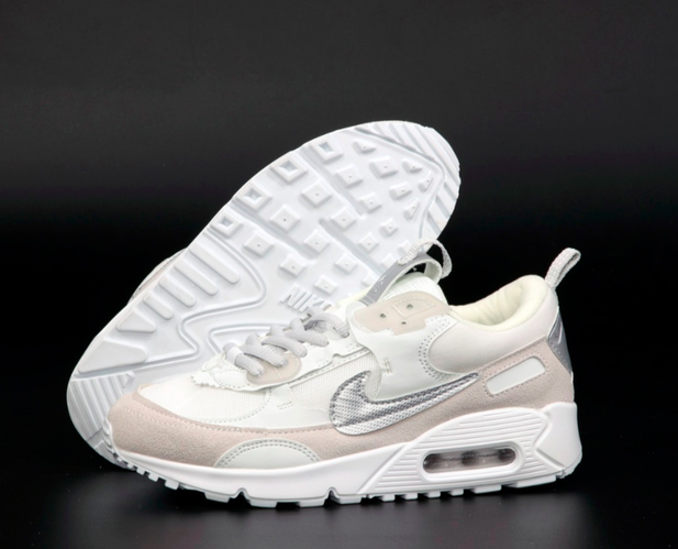 Купить Кроссовки женские Nike Air Max 90 Futura серые с белым, Найк Аир ...