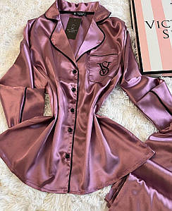 Стильна шовкова піжама бренд Victoria's Secret пурпур