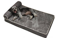 Лежак для собак і кішок з узголів'ям 75 х 50 х 14 см Сірий
