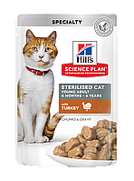 Паучи для стерилизованных кошек Hills Science Plan Sterilised pouch 85 г. с индейкой Влажный корм для котов