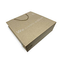 Пакет паперовий із ручками крафтовий з логотипом преміальний для подарунка, 300х270х100 мм, фото 2