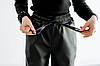 Штани-джогери для дівчинки підлітків екошкіра чорний колір із накладними кишенями, фото 6