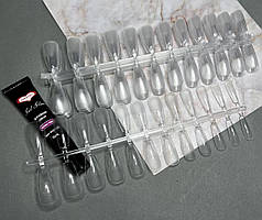 Набір клей HABIBI+типси гелеві для нарощування нігтів, прозорі, 10 пластин