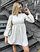 Вільне нарядне коротке плаття на кожний день, молодіжне А-силуету, молочно-белое, фото 2