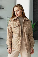 Современная демисезонная куртка пиджак стеганная оверсайз 42-48 размеры разные расцветки Кофе, 42