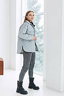 Современная демисезонная куртка пиджак стеганная оверсайз 42-48 размеры разные расцветки Серый, 42