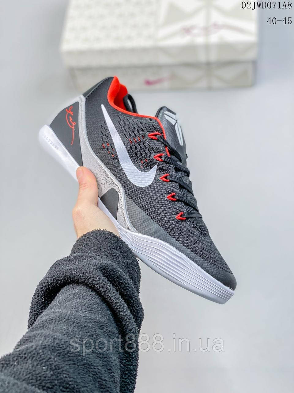 Чоловічі Nike KOBE 9 Low EM Black and Laser Crimson Кобі IX баскетбольні кросівки, фото 1