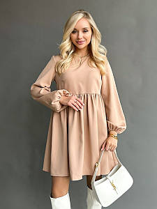 Молодіжне повсякденне коротке плаття, нарядне та зручне, А-силуету, бежеве