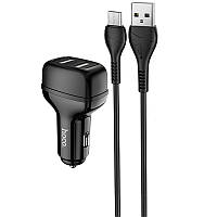 АЗУ Hoco Z36 (2USB/2.4A) + MicroUSB Білий, Черный 2.4 А, USB to Lightning, Техничка, Чорний, З'ємний кабель у комплекті, 2, Пластик, Дротова