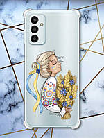 Чехол с утолщёнными углами для Samsung Galaxy M13 4G :: Украинка с колосками (принт 173)