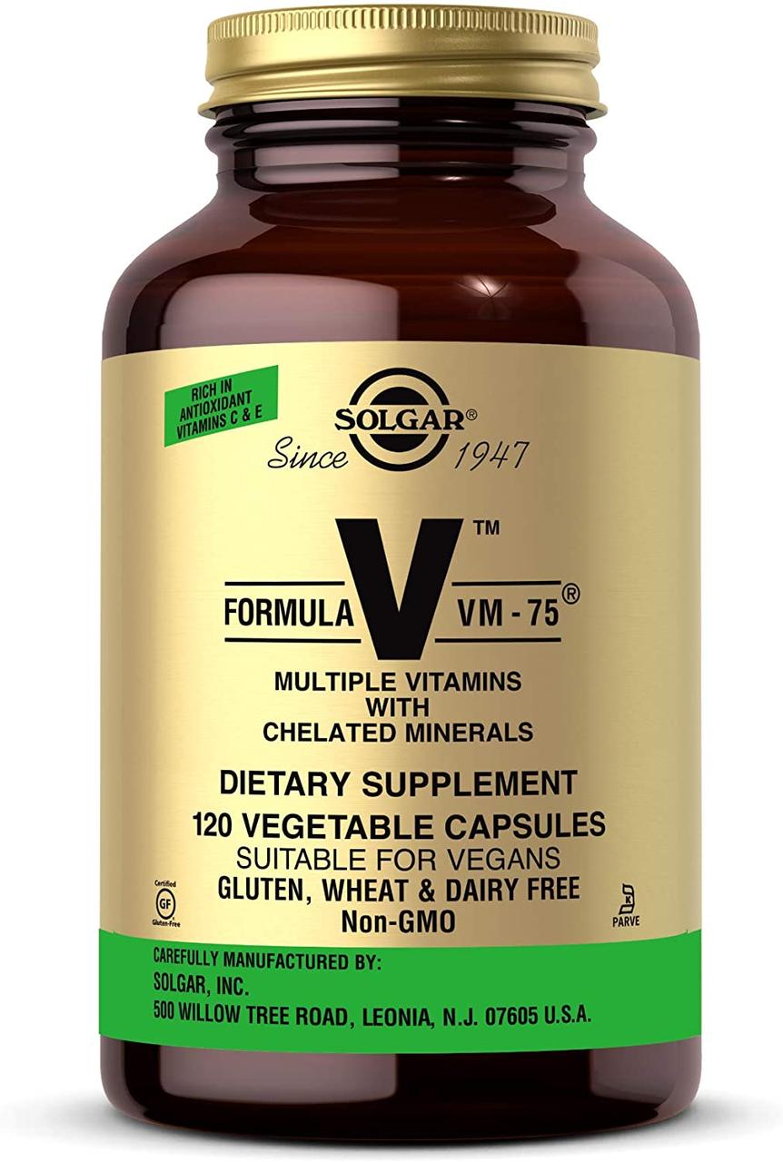 Мультивітаміни з хелатними мінералами формула VM-75 Solgar VM-75 Formula VM-75 Multiple Vitamins with Chelated Minerals 120