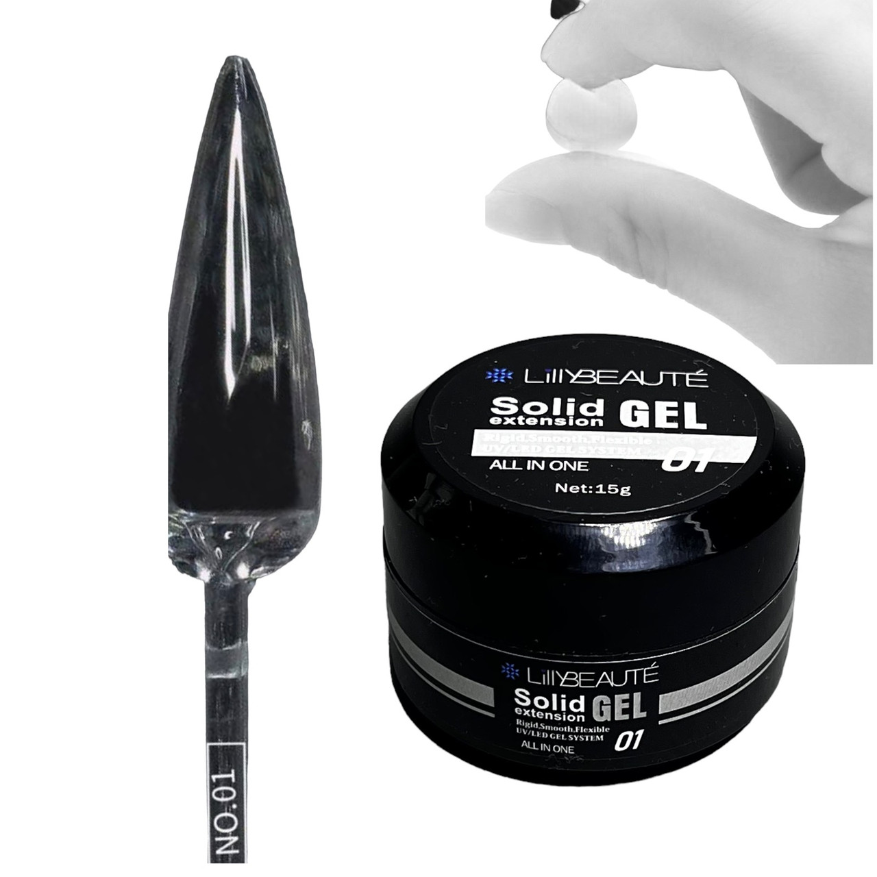 Гель жуйка для нігтів Lilly Beaute Solid Gel №1, прозорий