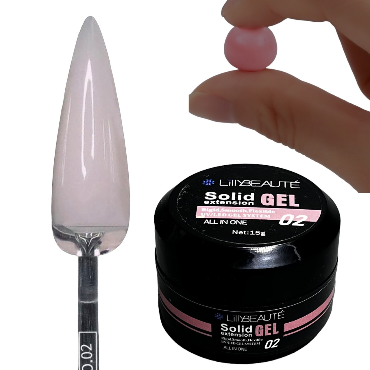 Гель жуйка для нігтів Lilly Beaute Solid Gel №2, ніжно-рожевий