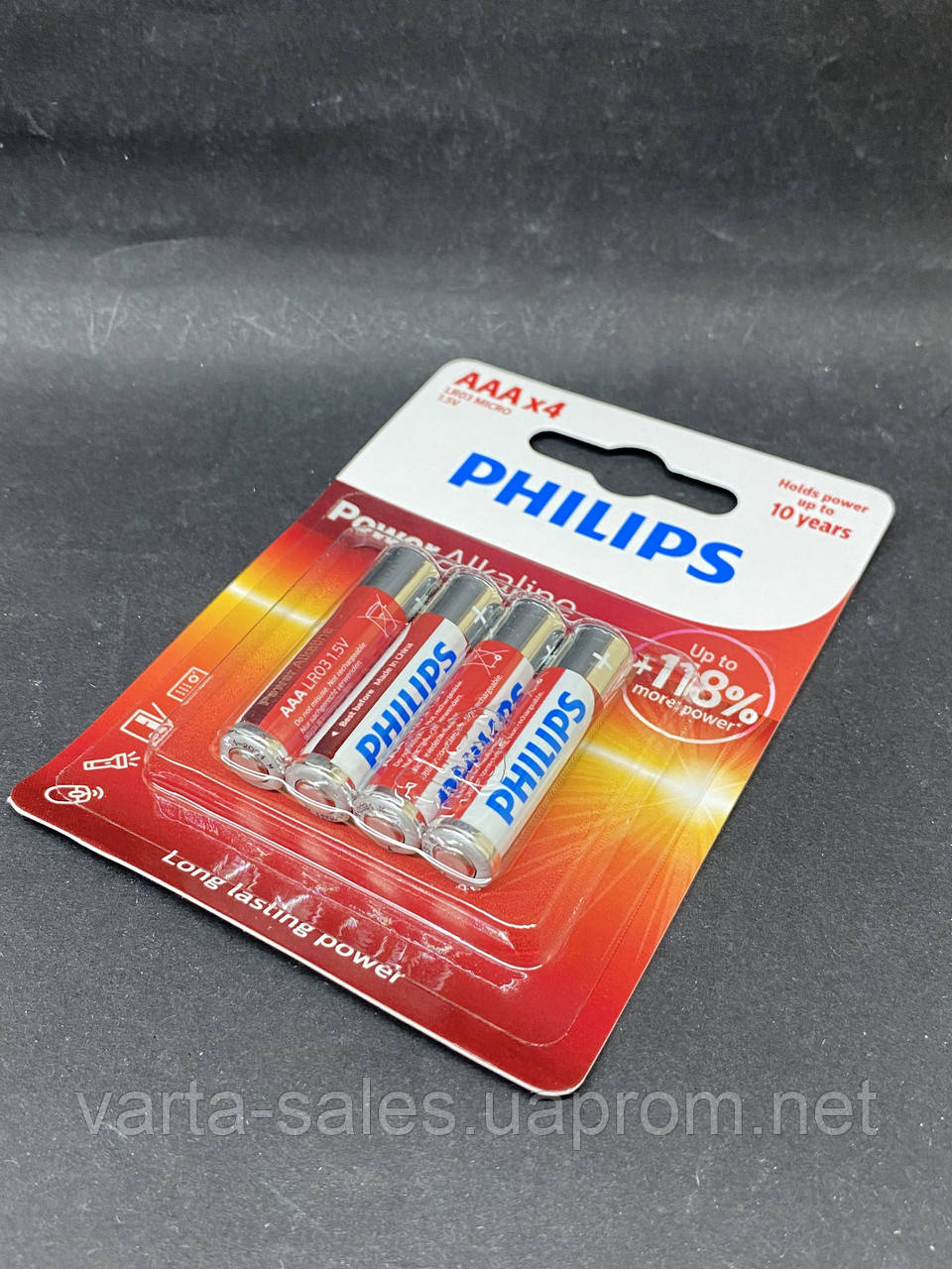 Батарейки Philips Power Alkaline (лужні) LR03/AAA BL4 - фото 3 - id-p266940175