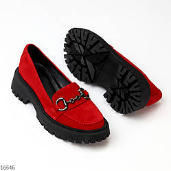Яскраві червоні замшеві туфлі лофери натуральна замша колір на вибір