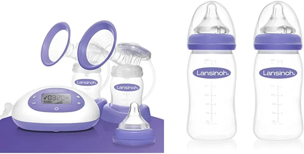Електричний молоковідсмоктувач Lansinoh 2в1 — Одностороннє зціджування, дитяча пляшечка із соскою, розмір M, 240 мл