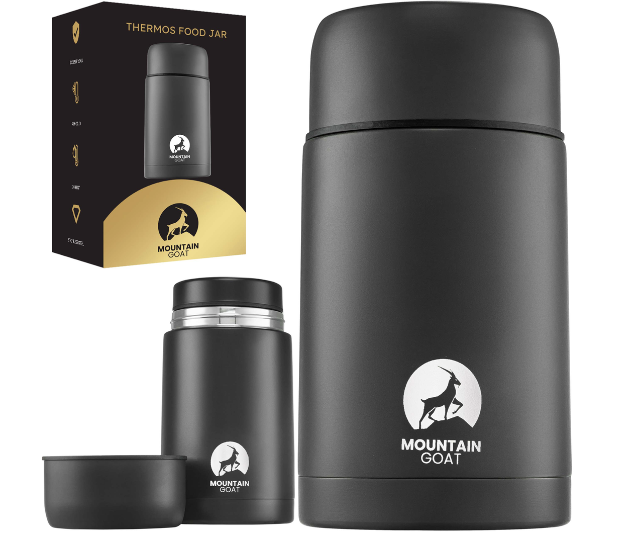 Термос для їжі, обіду, харчовий, термопосуд FOOD JAR - 1л (BLACK)