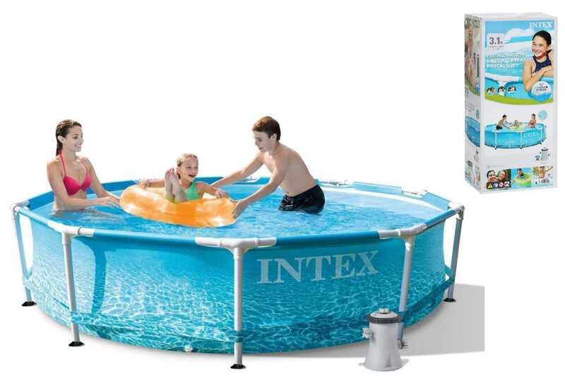 Басейн каркасний круглий 305x76 см Intex 28208 Морський принт, з фільтром-насосом 1 250 л/год, 4485 л, круглий, фото 1