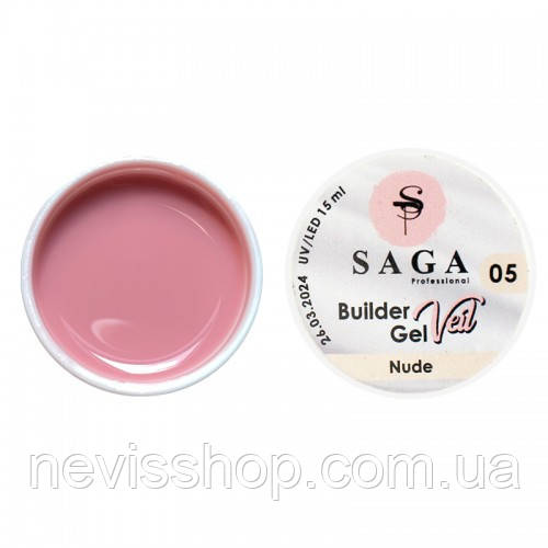 Гель для нарощування Saga Professional Builder Gel Veil 05 Nude, 15 мл