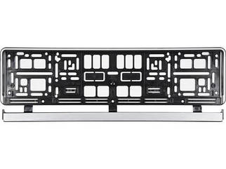 Рамка під номерний знак авто VOREL: срібна, 529 х 132 х 11 мм (пластикова)