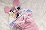 Велюровий демісезонний конверт з принтом Мінні для новонароджених, персиковий, фото 2