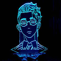 Акриловый 3D светильник-ночник Шуджи Ханма Токийские Мстители синий