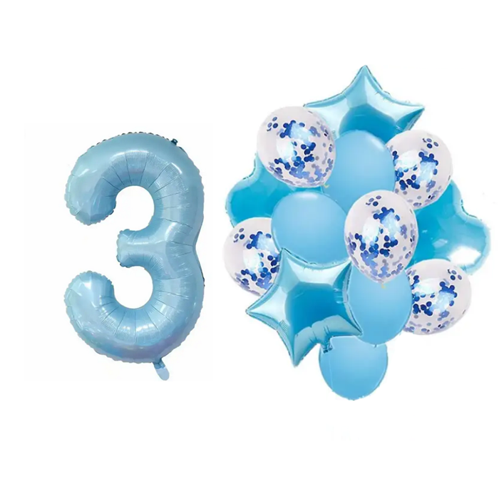 Фонтан із куль з цифрою "3", блакитний