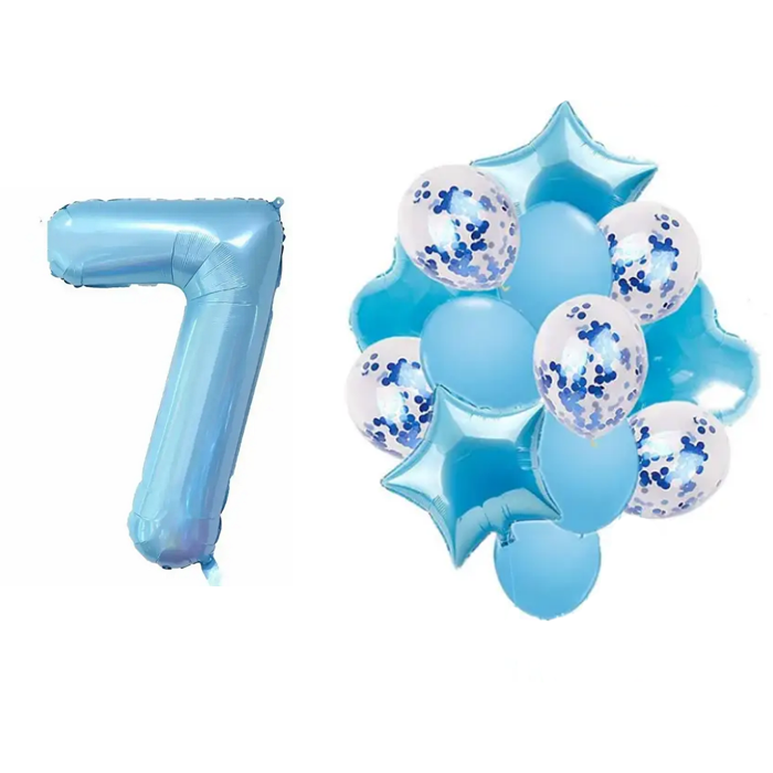 Фонтан із куль з цифрою "7", блакитний