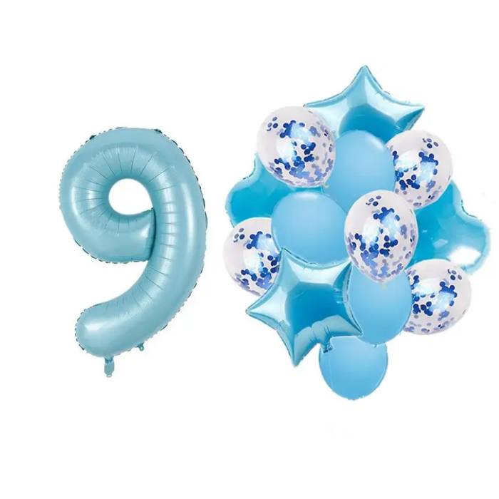 Фонтан із куль з цифрою "9", блакитний