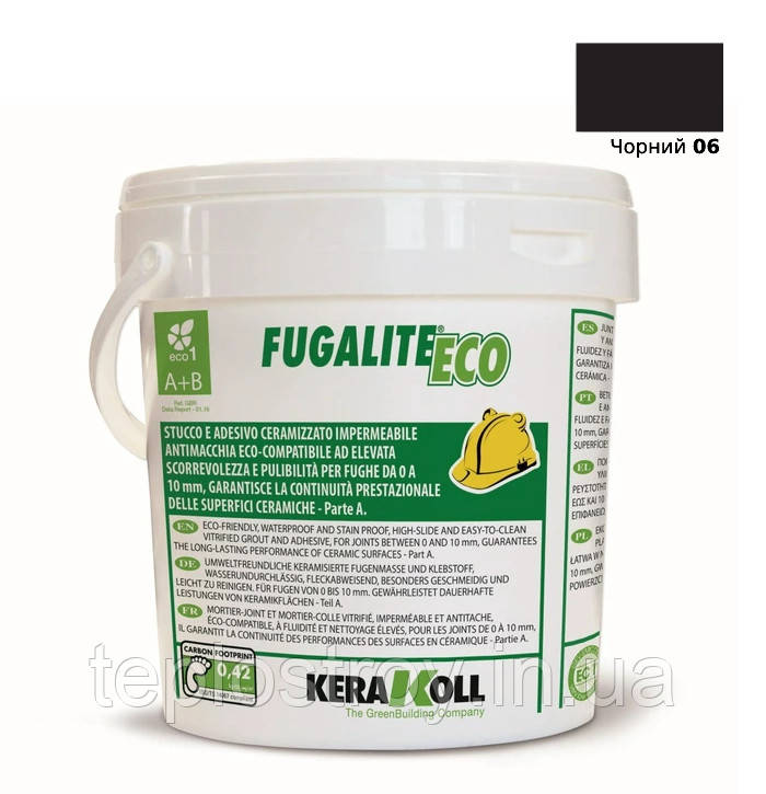 Епоксидна затирка для плитки, мозаїки та керамограніту Kerakoll Fugalite Eco 06 (чорний) відро 3 кг