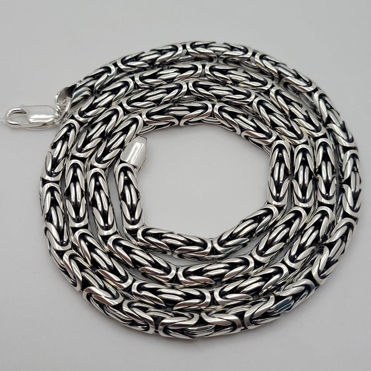 Срібний чоловічий ланцюжок на шию плетіння лисячий хвіст срібло чорнене 925 проби фабричне