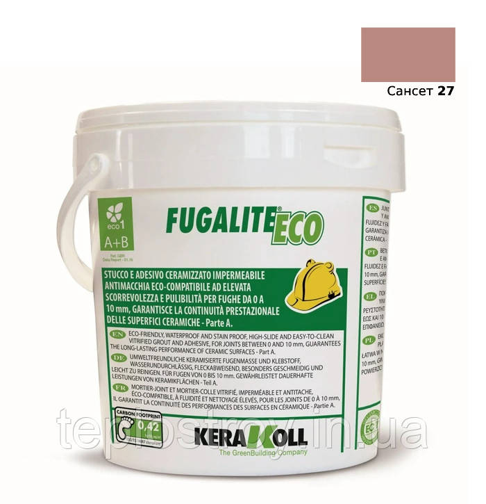 Епоксидна затирка для плитки, мозаїки та керамограніту Kerakoll Fugalite Eco 27 (Сансет) відро 3 кг