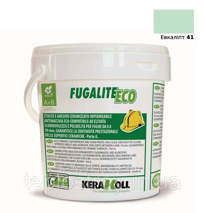 Епоксидна затирка для плитки, мозаїки та керамограніту Kerakoll Fugalite Eco 41 (евкаліпт) відро 3 кг, фото 1