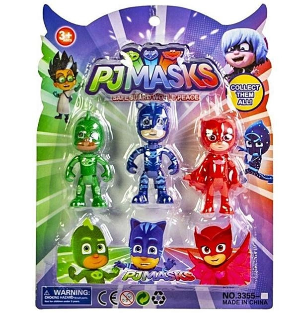 Герої "PJ Masks" 3355, герої 9 см, рухливий. руки/ноги, 3 шт. на планшетці, фото 1