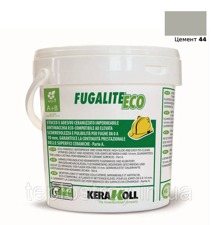 Епоксидна затирка для плитки, мозаїки та керамограніту Kerakoll Fugalite Eco 44 (цемент) відро 3 кг