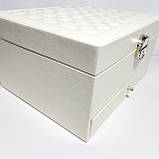 Скринька для прикрас шкірозамінник велика біла, фото 5