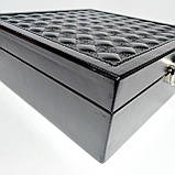 Скринька для прикрас шкірозамінник велика чорна, фото 4