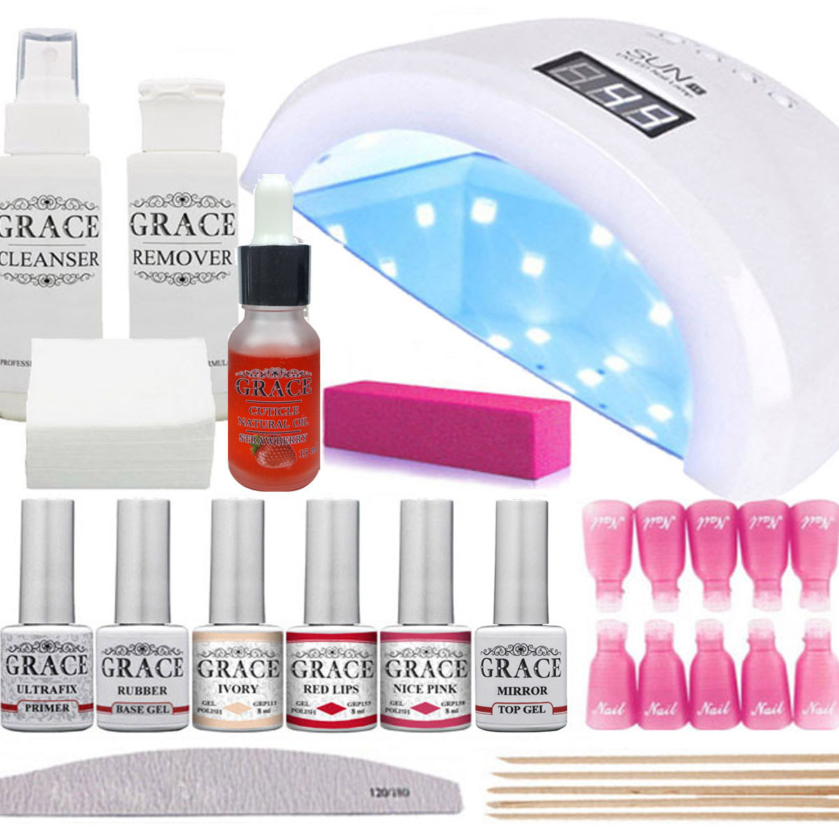 Набір для покриття нігтів гель-лаком Профі + лампа SUN 1S UV/LED 48W WhiteEStyle
