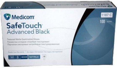 Рукавички нітрилові M чорні 50 пар MEDICOM Вага - 3.5 гEStyle