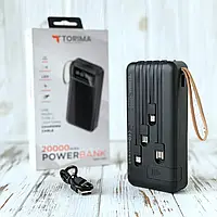 Внешний аккумулятор повербанк Torima TRM-1021 20000mAh 4 встроенных кабеля