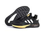 Чоловічі кросівки Adidas Zx 2K Boost 2.0 сіточка літні спортивні чорні білі золоті, фото 7