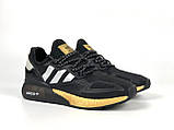Чоловічі кросівки Adidas Zx 2K Boost 2.0 сіточка літні спортивні чорні білі золоті, фото 3