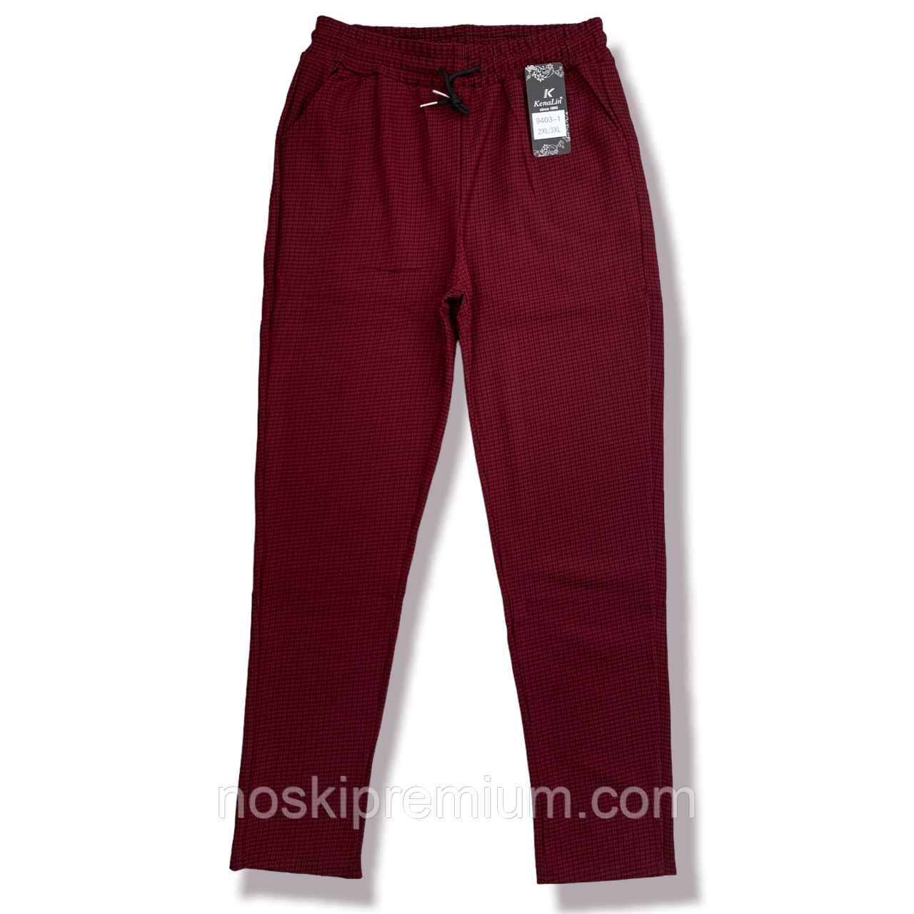 Штани жіночі поліестер із бамбуком Kenalin, розмір 2XL-3XL, бордові, 9403-1, фото 1