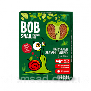 Натуральні цукерки BobSnail з яблуком і м'ятою, 30 г