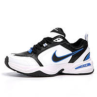 Мужские кроссовки Nike Air Monarch IV White Blue Black, кожаные кроссовки найк аир монарх 4