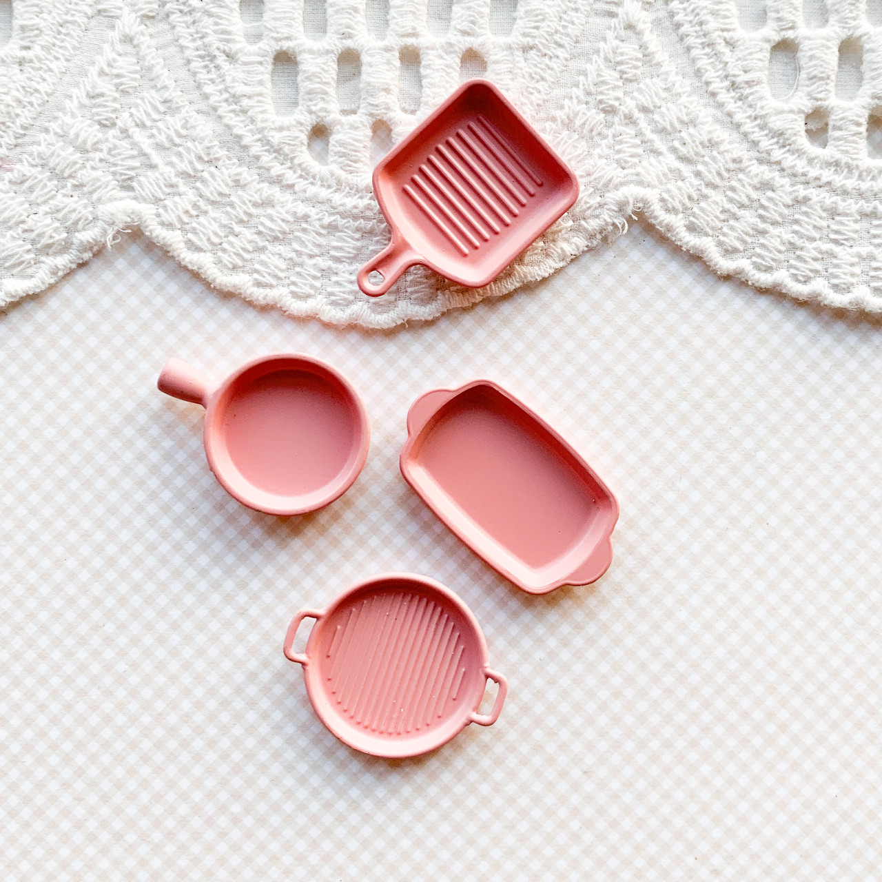Мініатюра набір сковорідок 3.3-4 см Рожевий, фото 1