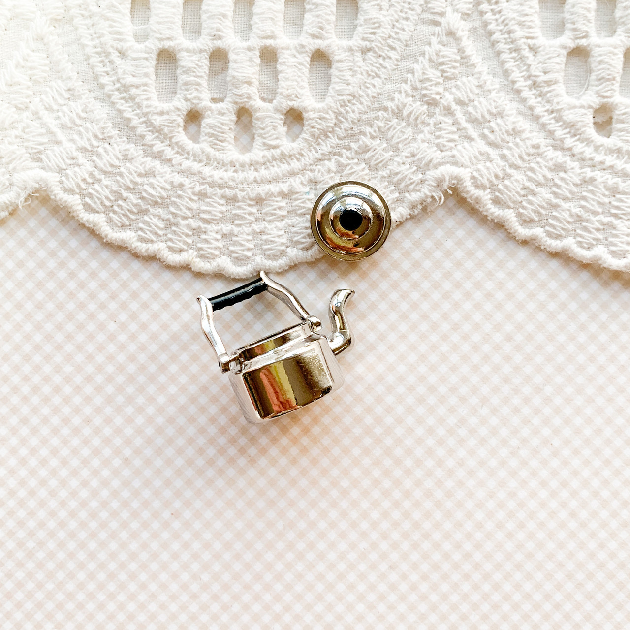 Мініатюра чайник 3 см Срібло, фото 1